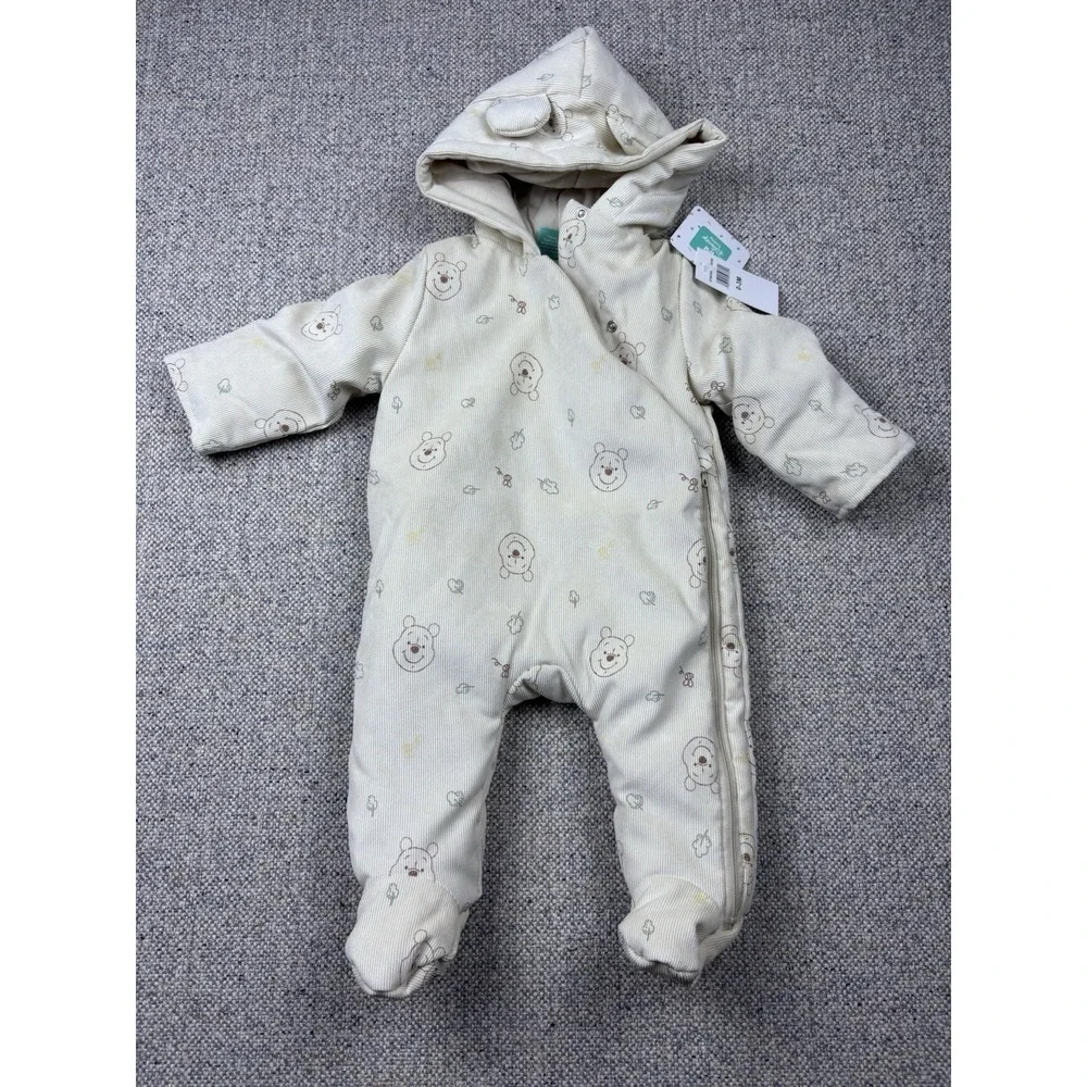 Disney Baby Winnie the Pooh Hooded Pram Suit Snowsuit Bunting Cream Ivory 0-3M